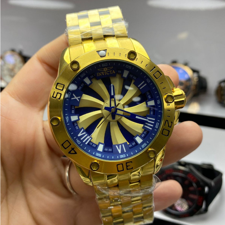 Relógio Invicta Luxo Speed Dourado Novo