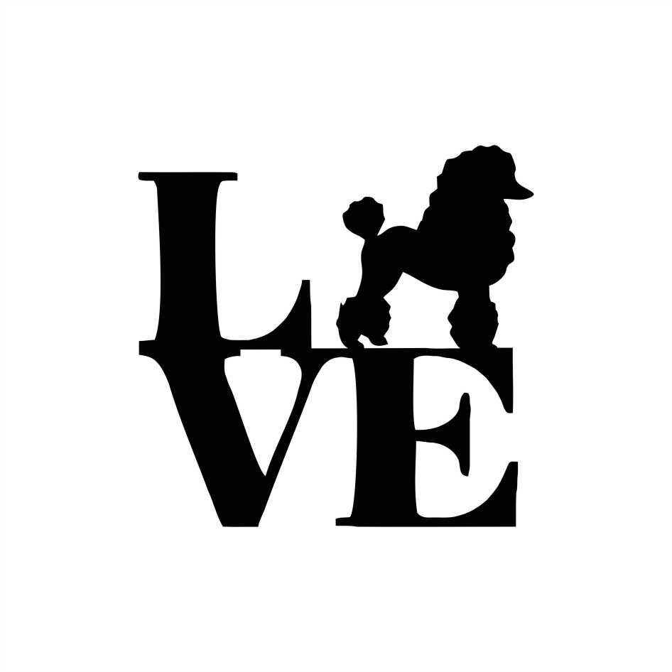 Adesivo Love Poodle Cachorro Dog Pet Veterinaria 10x10