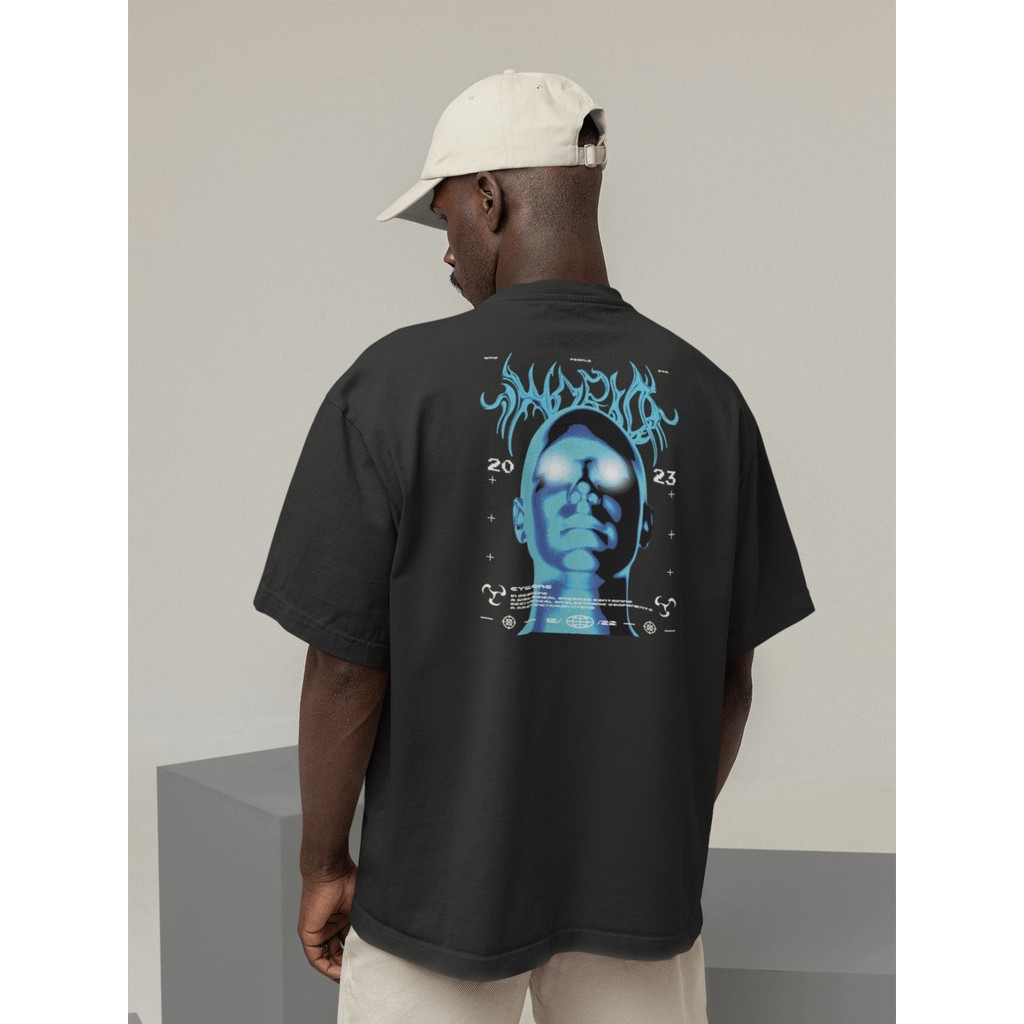 Camisa Camiseta Oversized Streetwear Masculino Urbano Treino Preto e Off Whte Estampado - Neon