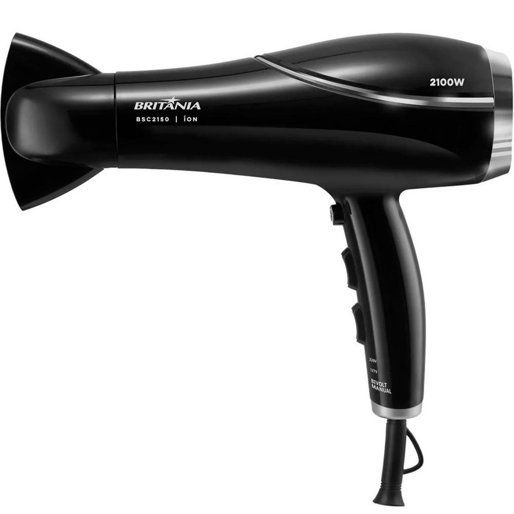 Secador de Cabelo Britânia BSC2150 2100W Tourmaline Íon Temperaturas 2 Velocidades Preto Bivolt