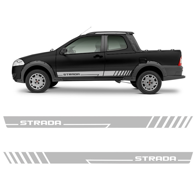 Faixa Fiat Strada 2013/2014 Adesivo Cinza Lateral Decorativo em Oferta na Shopee
