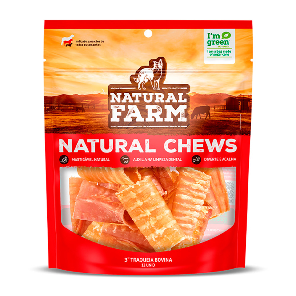 Petisco Natural Farm Traqueia Bovina 3″ Para Cães 12 Unidades - Pets