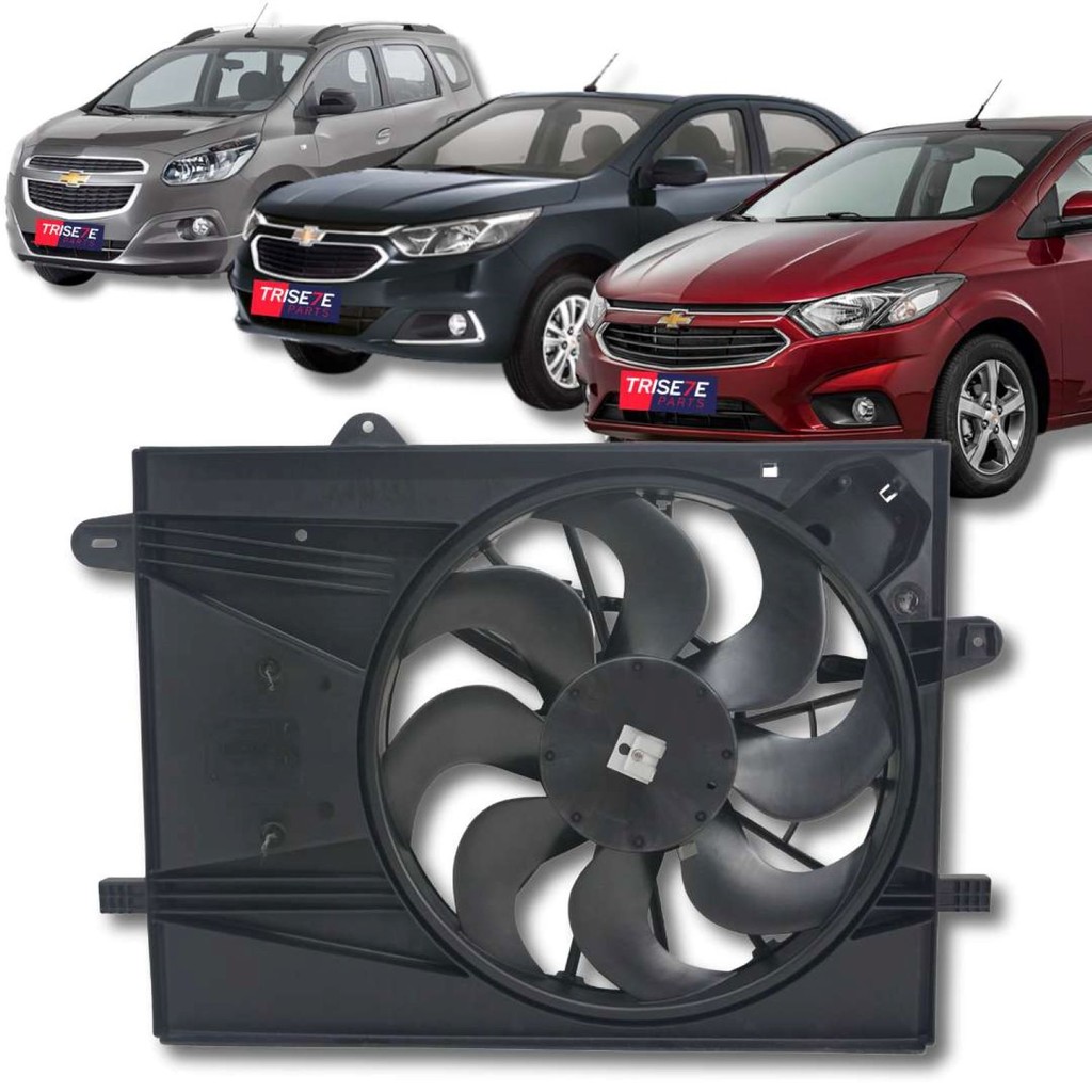 Ventoinha com Defletor Radiador Chevrolet GM Cobalt Onix Prisma Spin 2017 2018 2019 2 Pinos
