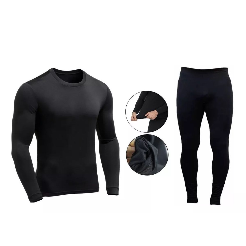 Conjunto Térmico Blusa Segunda Pele + Calça Frio Intenso Flanela Felpada Forrada