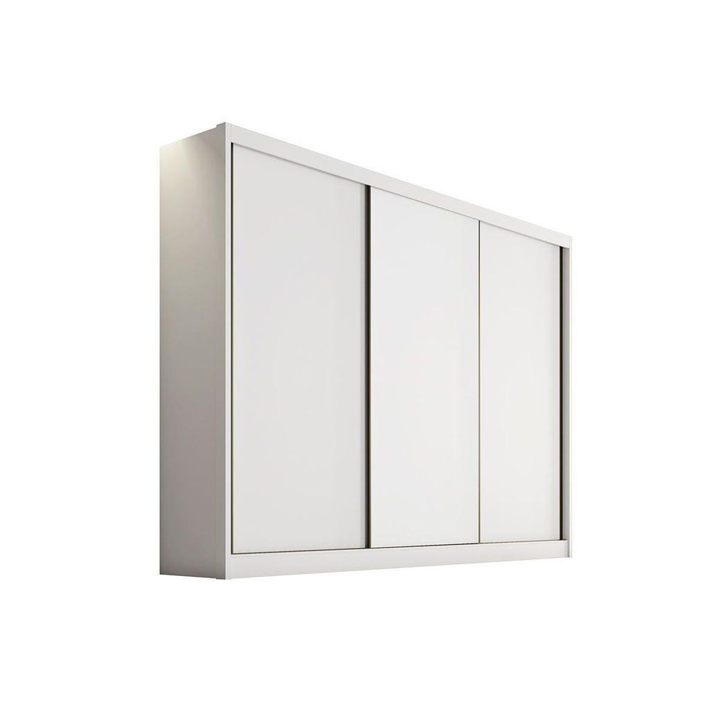 Guarda Roupa Casal 3Portas de Correr e 8Gavs Arezzo/Medelim Branco - Novo Horizonte