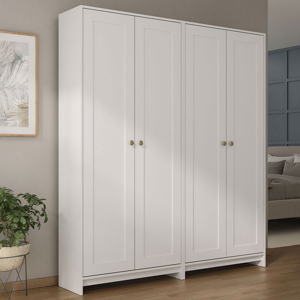 Armário Multiuso Americano 4 Portas 8 Prateleiras Branco - Pnr Móveis em Oferta na Shopee