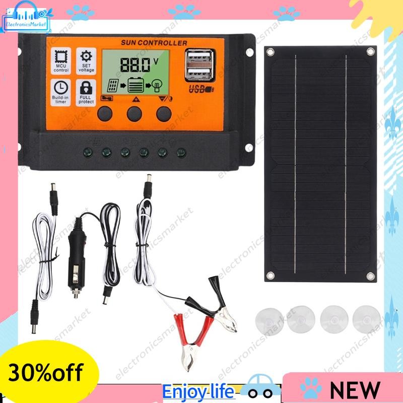 Kit De Painel Solar 600W Com Controlador De Carga 100A 18V Carregamento Para Sistema De Reboque De Barco De Acampamento 