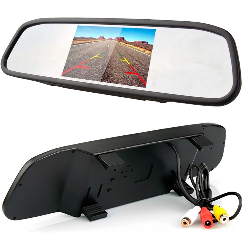 Retrovisor Espelho Monitor Visor Com Tela 4,3 Para Câmera Ré Rs520br Lcd