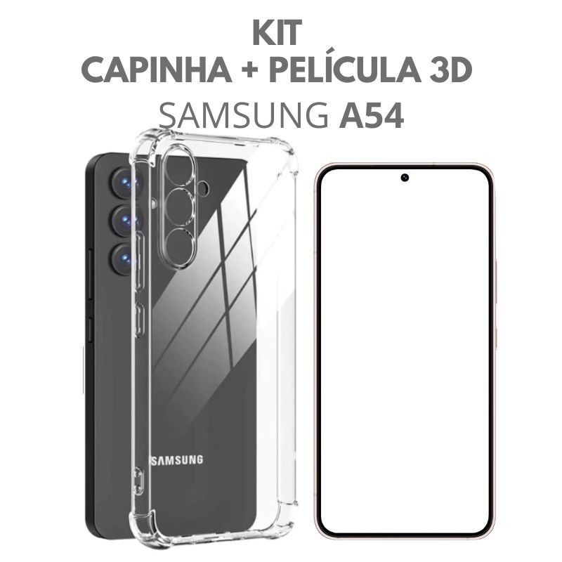 Kit Capa Anti Impacto Transparente + Pelicula Vidro 3D P/ Samsung A54 - Mobile & Gadgets