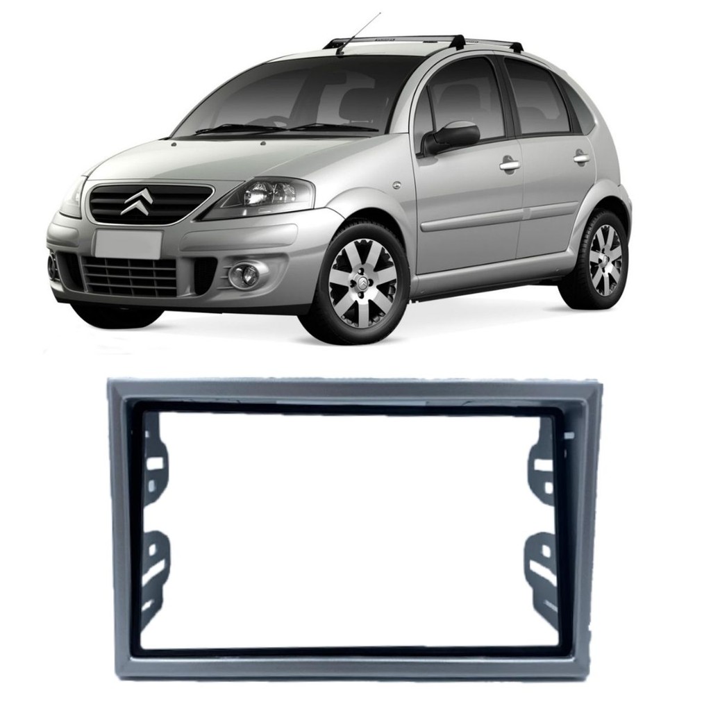 Moldura Citroen C3 2000 a 2013 2 DIN Prata Expex - EPX CI-524 em Oferta na Shopee