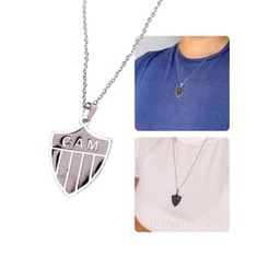 Colar Cordão Corrente 55cm Feminino Masculino Pingente Time Galo Clube Atlético Mineiro Aço Inox