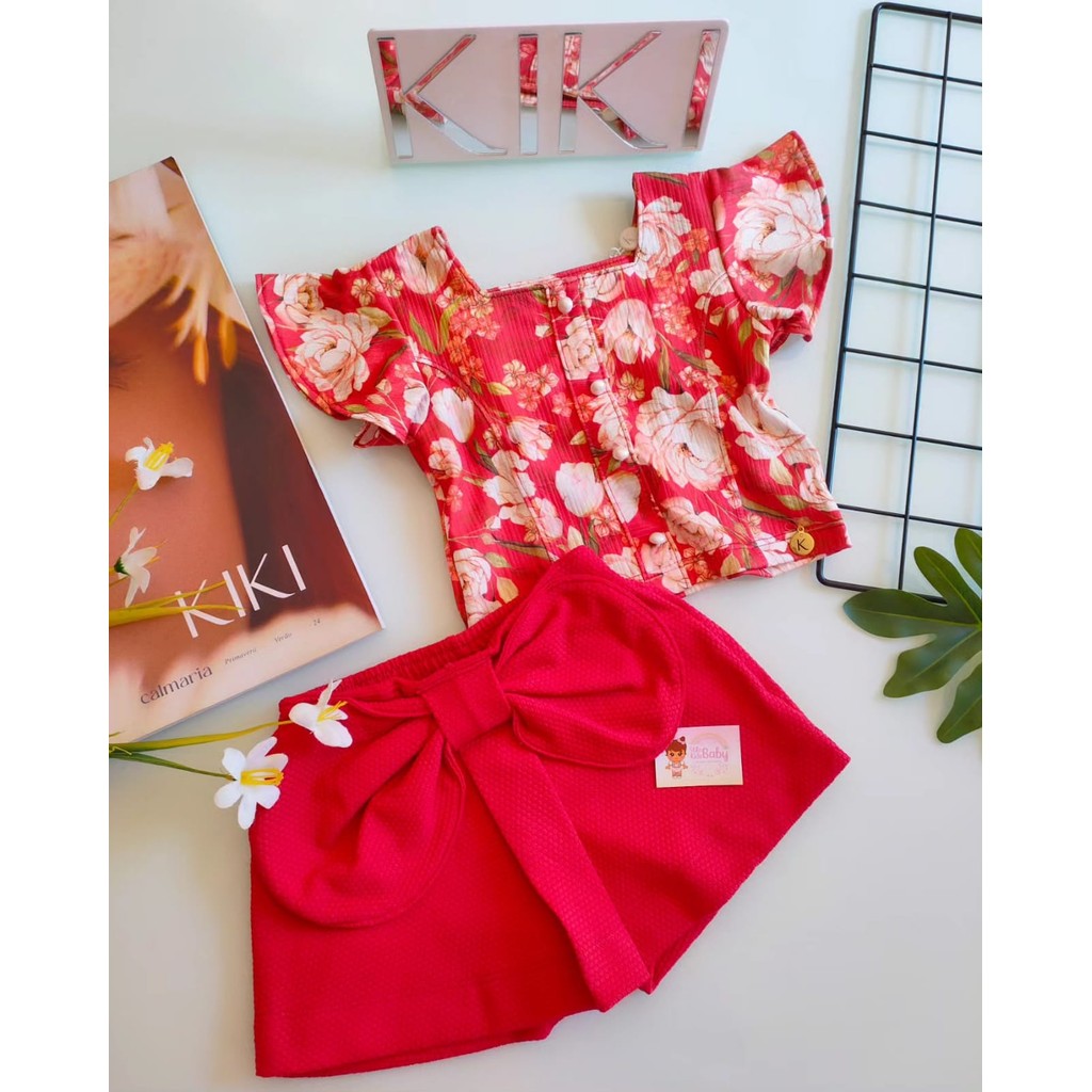 Blusa/Short Saia Floral Kiki Xodó(1 ao 8 anos)