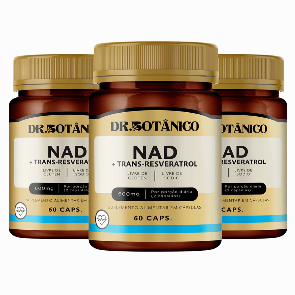 KIT 3 UN - NAD + TRANS RESVERATROL 1.000MG 60CAPS DR. BOTANICO