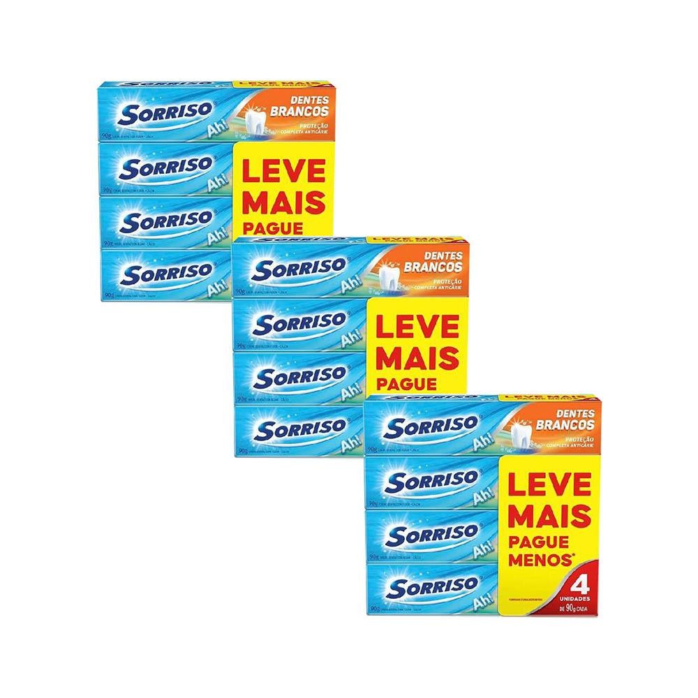 Kit 3 Pack Creme Dental Clareador Sorriso Dentes Brancos 90g - Health