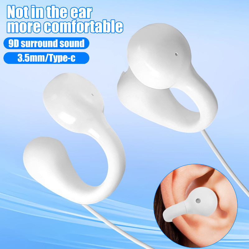 Fone De Ouvido Com Fio De Condução Óssea Clipe De Orelha Tipo C De 3.5 Mm/Microfone-Esportivo Para Corrida-Confortável N