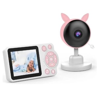 Babá Eletrônica Sem Fio Portátil com Monitor, Visão Noturna e Áudio de Segurança, Cor Rosa