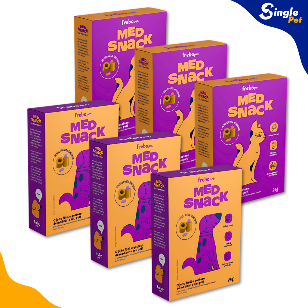 Med Snack Petisco Porta Remedinho para Cães e Gatos - Kit 3 Unidades