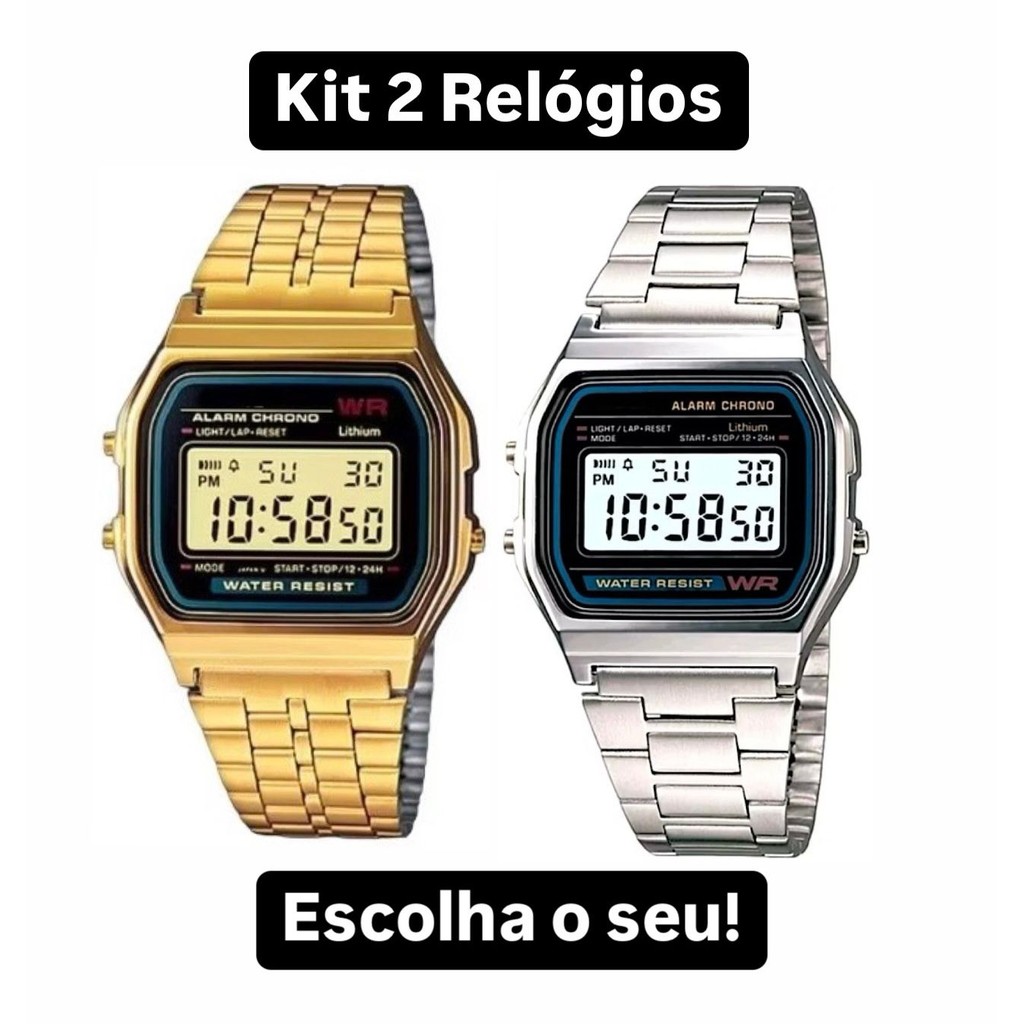 Kit 2 Unidades Relógios Digitais Aço inoxidável Entrega Rápida Kit 2 Unidades Relógios Digitais Aço inoxidável Entrega Rápida