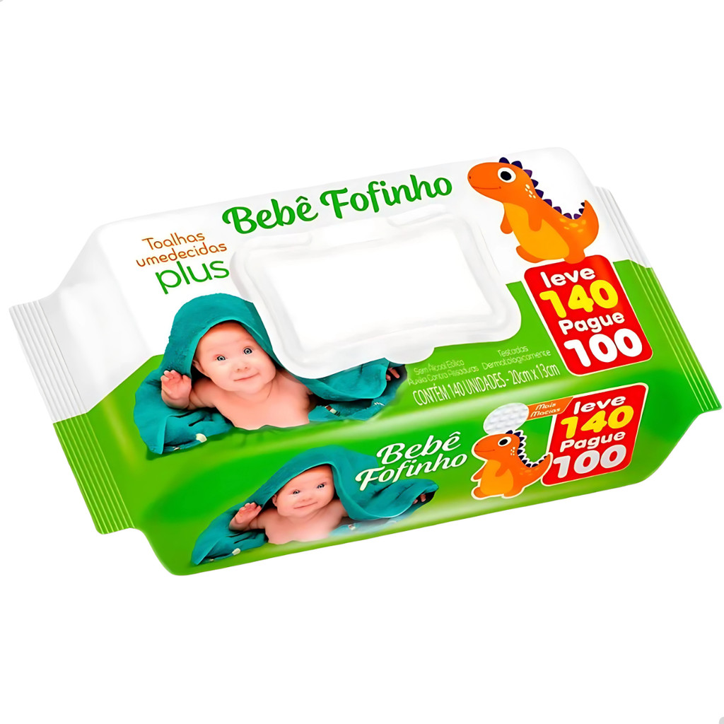 Toalha Umedecida Bebê Fofinho Plus - 140 unidades em Oferta na Shopee