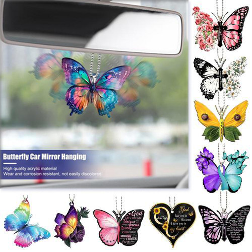 Borboleta Espelho Retrovisor Do Carro Acessórios Colorido Decorativo Acrílico Ornamentos Para Decoração 