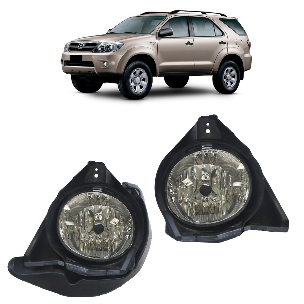 Farol Auxiliar Hilux Sw4 2006 2007 2008 2009 2010 2011 Com Suporte HB3 55W Lente Lisa Acrílico