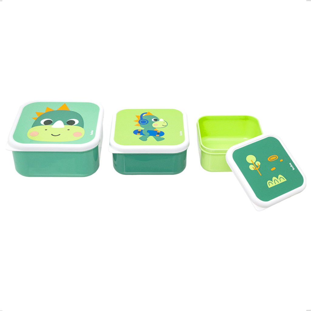 Kit 3 potinhos Dinossauro BubaZoo lanche lancheira infantil marmita pote lanchinho menino verde Buba em Oferta na Shopee