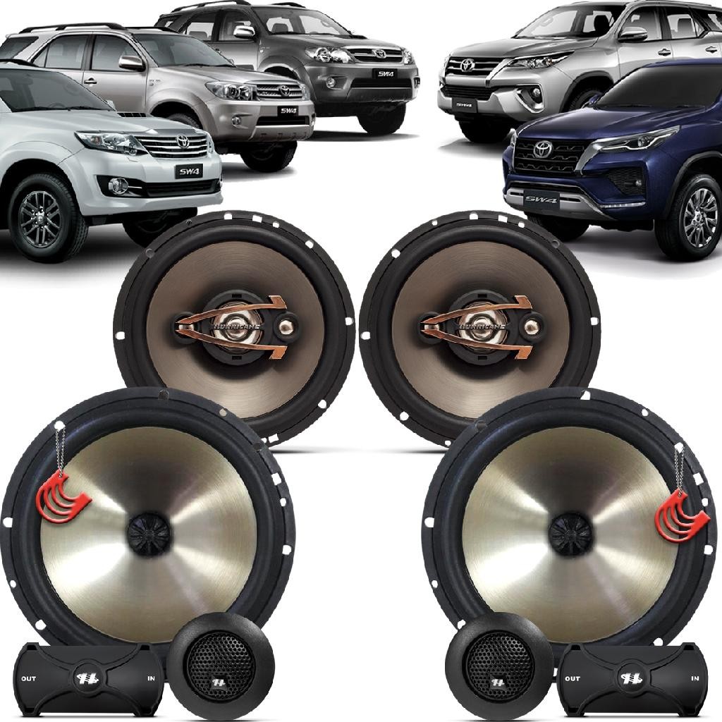 Kit Alto Falantes Dianteiros + Traseiros Toyota Hilux SW4 2006 até 2021 - Hurricane Platino 640w