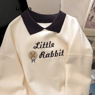 (Trendy) Lovito Moletom Casual Bordado Animal Padrão Moletom Com Gola Contrastante Para Mulheres LNE39360  (damasco) em Oferta na Shopee