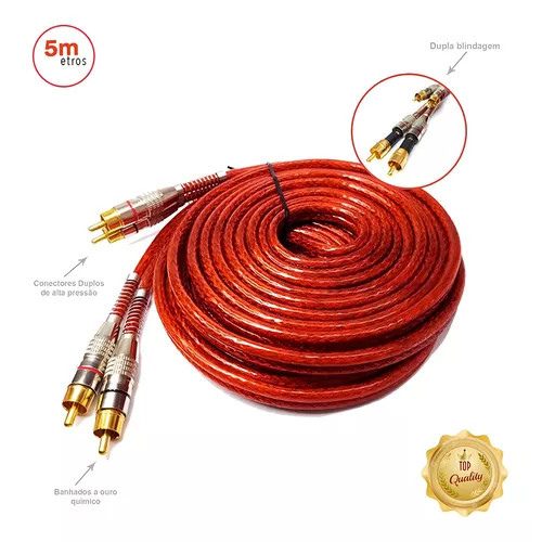 Cabo Rca Silicone Tripla Blindagem Technoise 400 Pro - 5 Mts