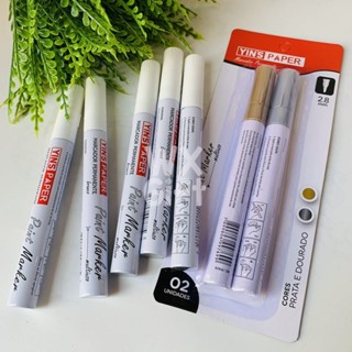 Marcador Permanente Multiuso Branco, Prata ou Dourada - Yins / WX Gift em Oferta na Shopee