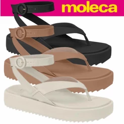 Sandália Papete Feminina Moleca Plataforma Lisa Ajuste Tornozelo Conforto