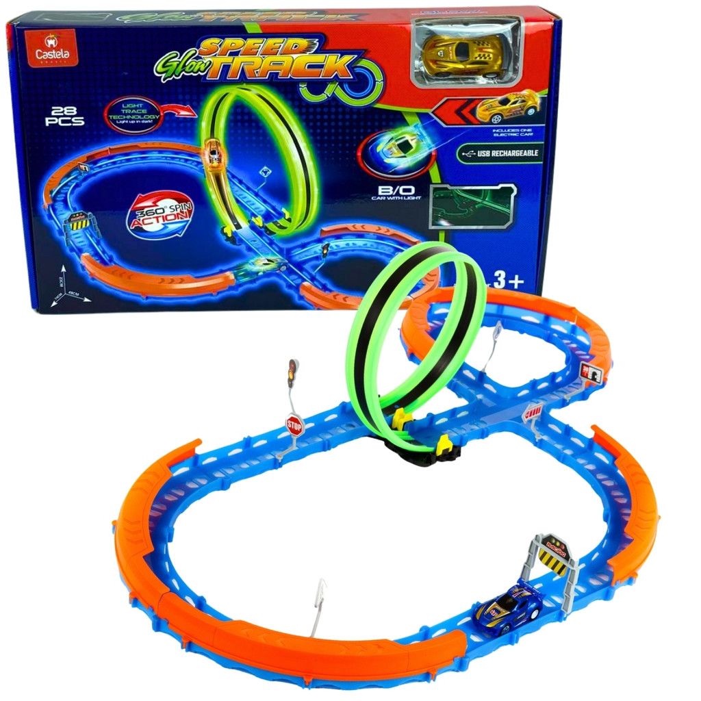 Pista De Carrinho Com Looping que Brilha No Escuro  - Castela em Oferta na Shopee