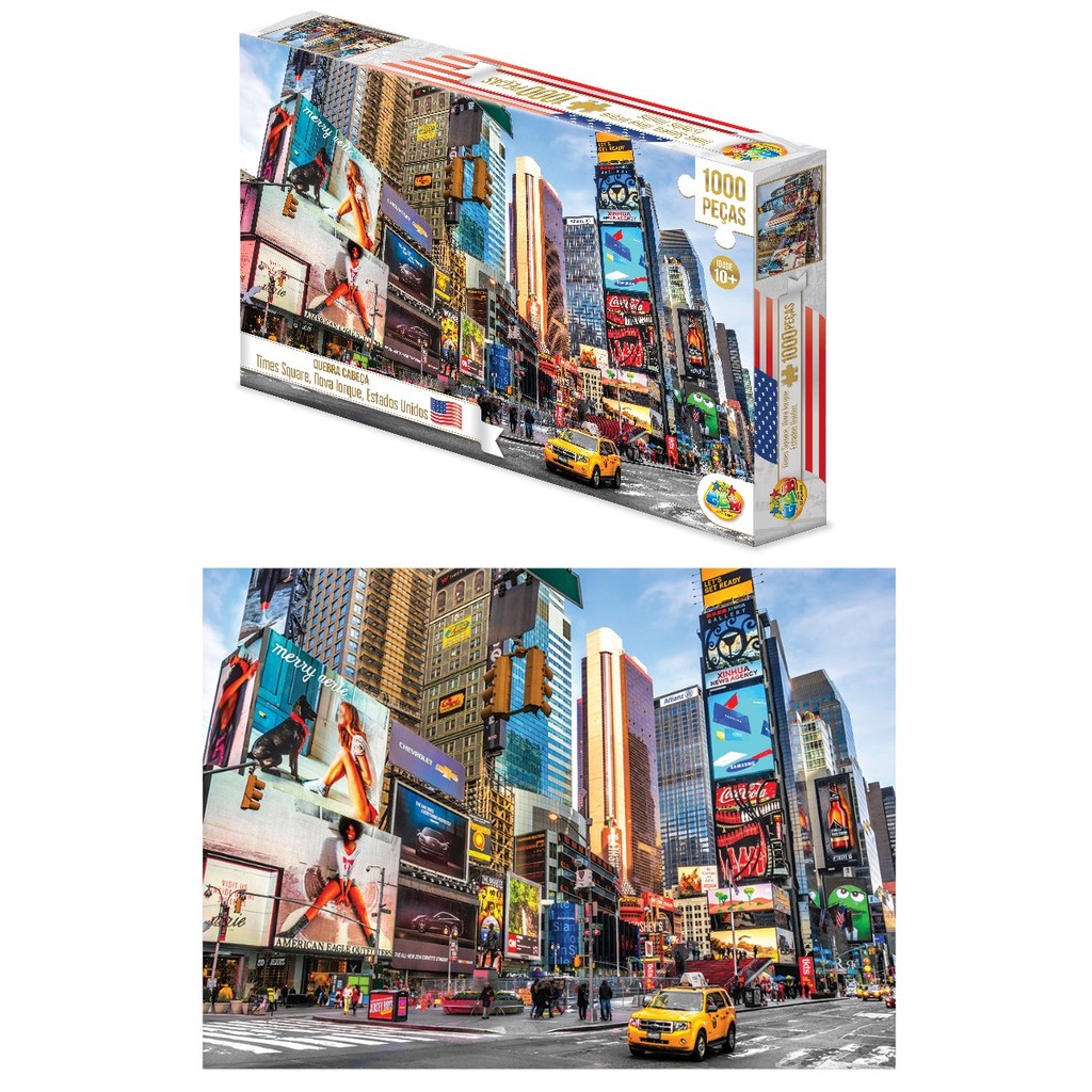 Quebra Cabeça Paisagens 1000 Peças Times Square Nova Iorque em Oferta na Shopee