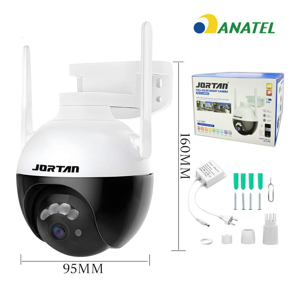 Câmera Segurança WiFi 2K 2MP IP66 Lente Única Visão Noturna Áudio Bidirecional PTZ Detecção de Movimento Monitoramento