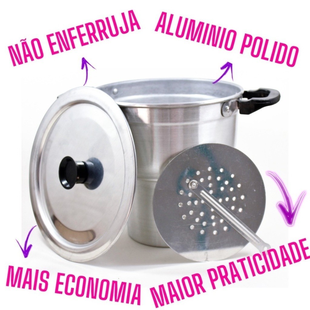 Cuscuzeira De Alumínio N°16 Cuscuzeiro Medio Panela Faz Cuscuz Delicioso Feita Em Alumínio Polido em Oferta na Shopee