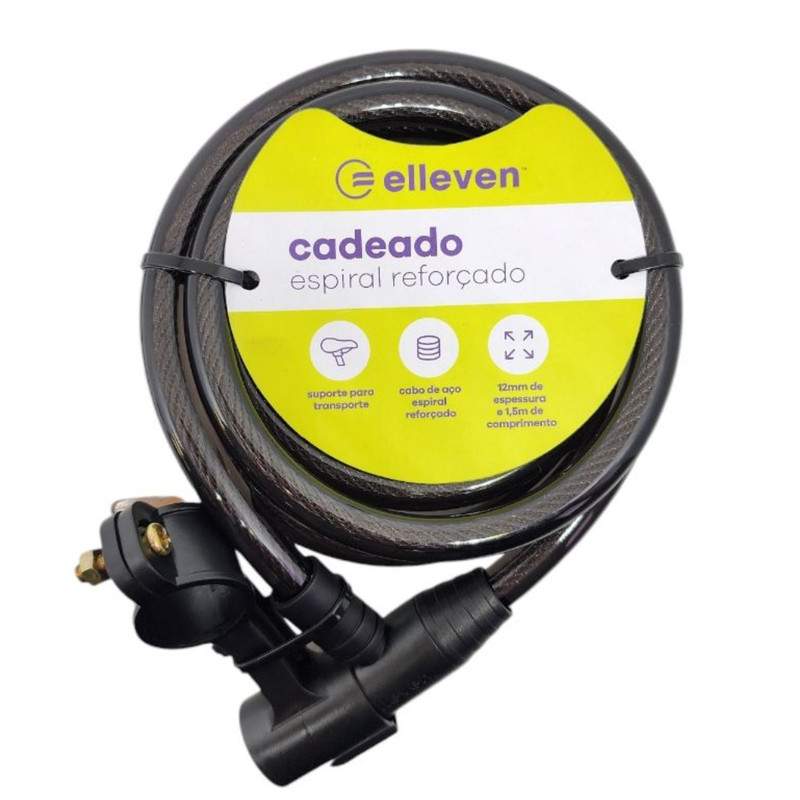 CADEADO ESPIRAL CHAVE PRETO - Cadeado 1mx12mm