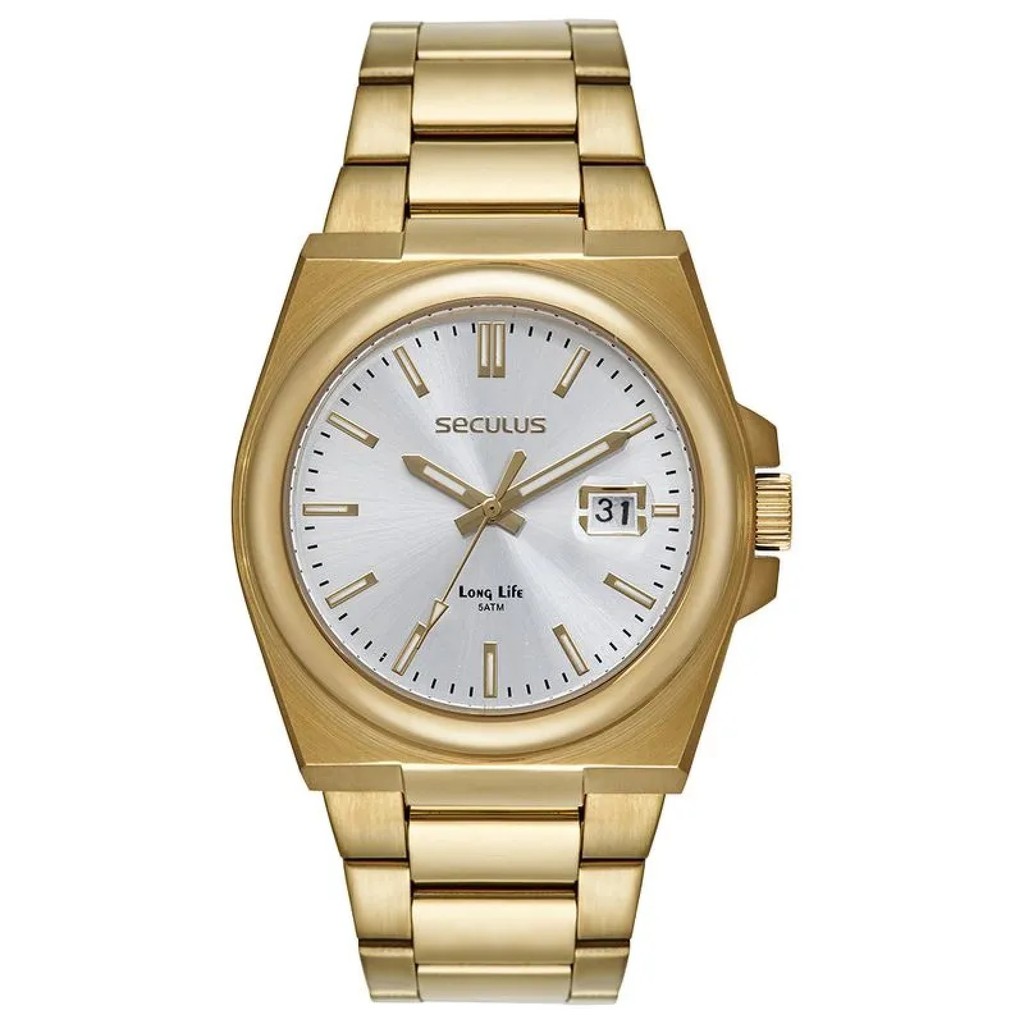 Relógio Seculus Long Life 44263GPSVDA2 Aço Social Calendário
