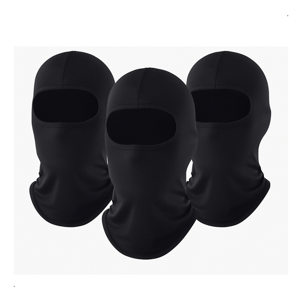 Kit 3 Balaclavas Pretas Proteção Solar Corrida Motociclismo