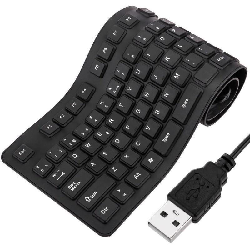 Teclado USB Flexível Dobrável de Silicone – Ultra Portátil e Com Digitação Silenciosa