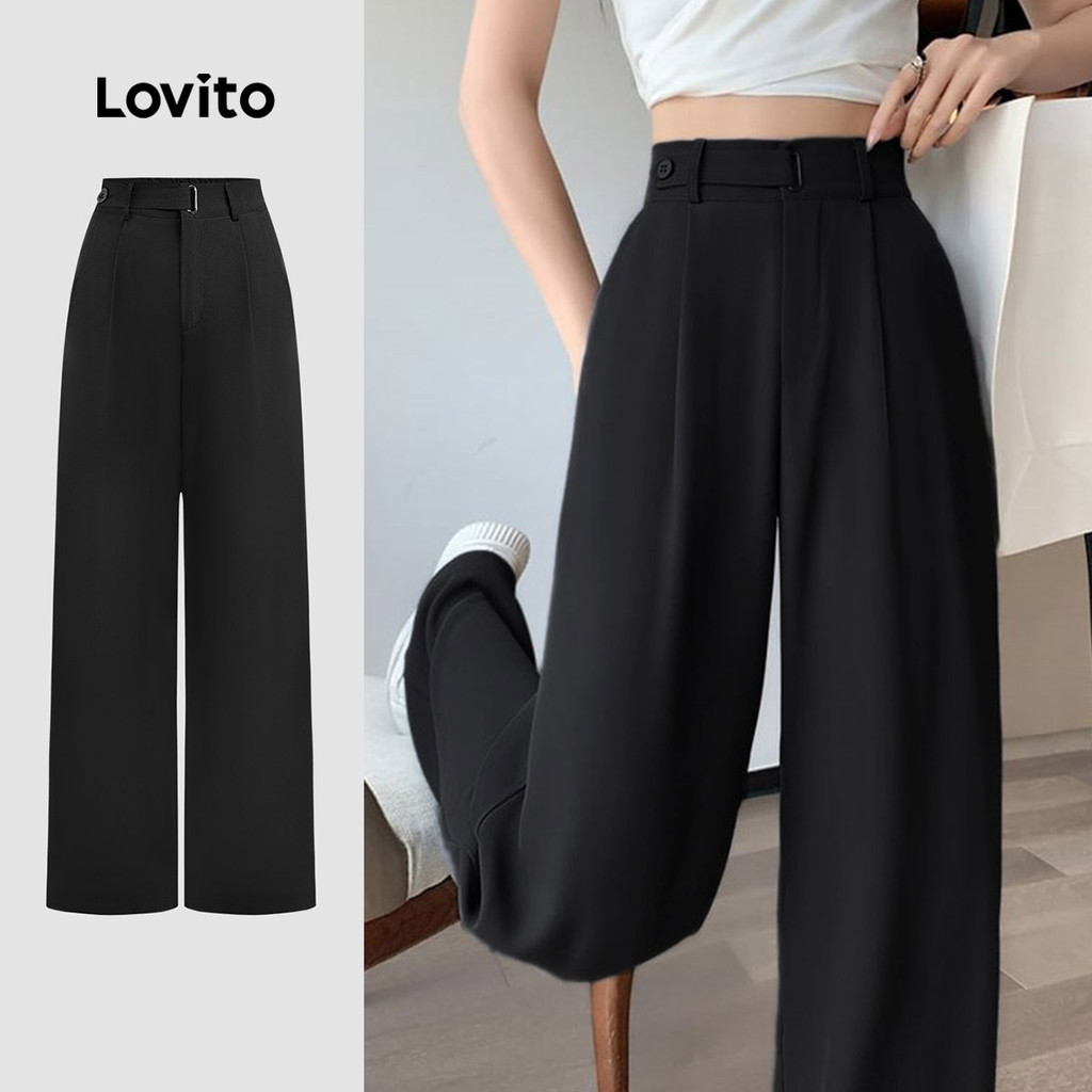 Lovito Calça Casual Feminina Com Fivela De Metal Verão/primavera L129ED459