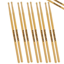 Kit 05 Pares de Baquetas Vanguarda Ponta de Madeira Oliva Bateria Percussão