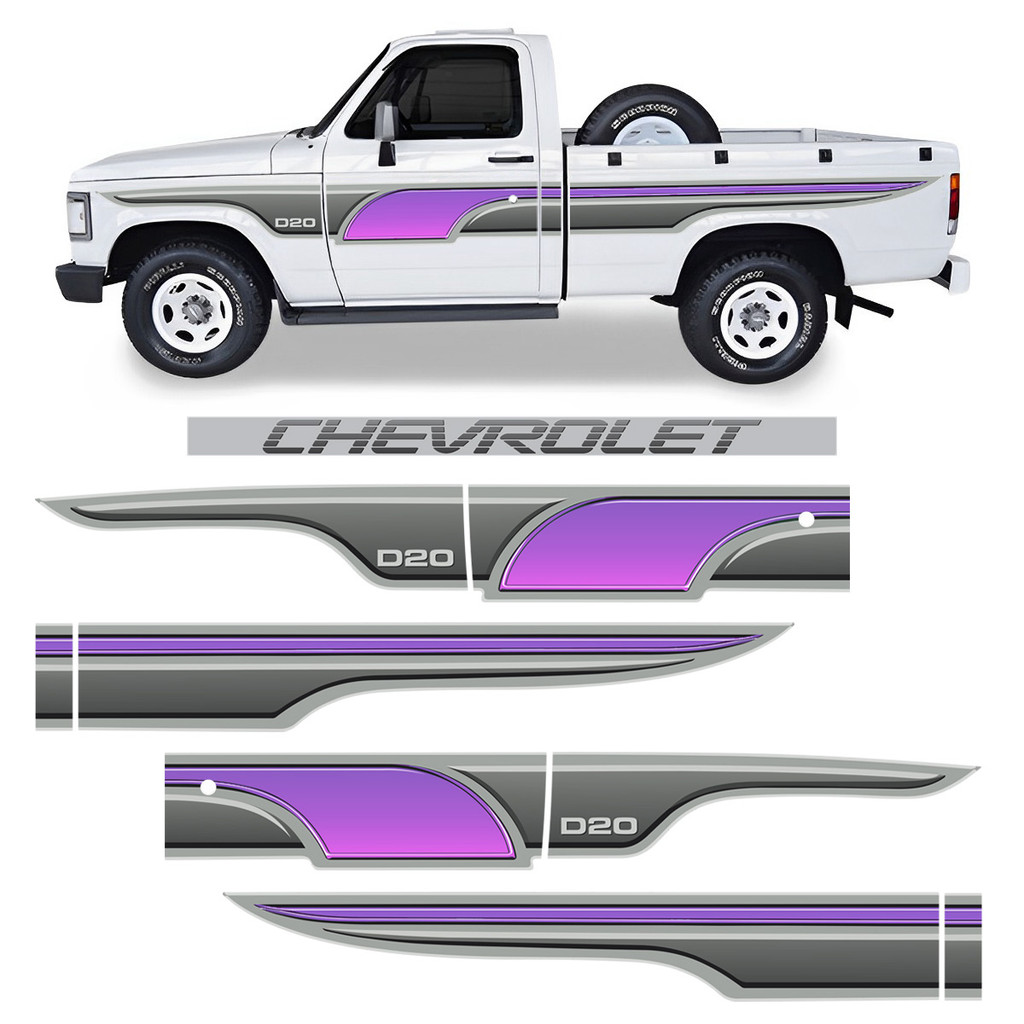 Faixa D20 Chevrolet Cabine Simples 96 Lilas Lateral/traseiro