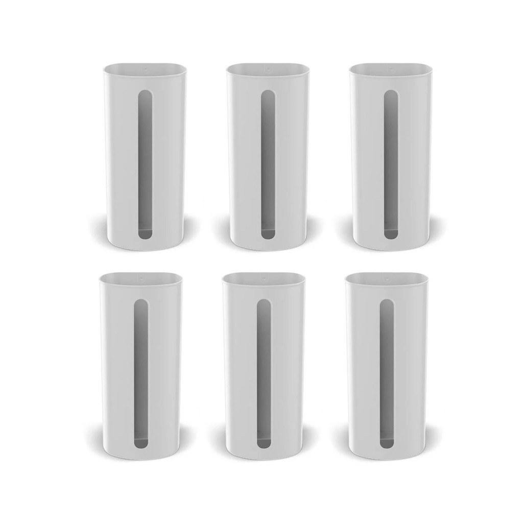 Kit 6 Suporte Porta Sacolas Puxa Saco Parede Organizador Sacolinhas De Plástico Feira Mercado