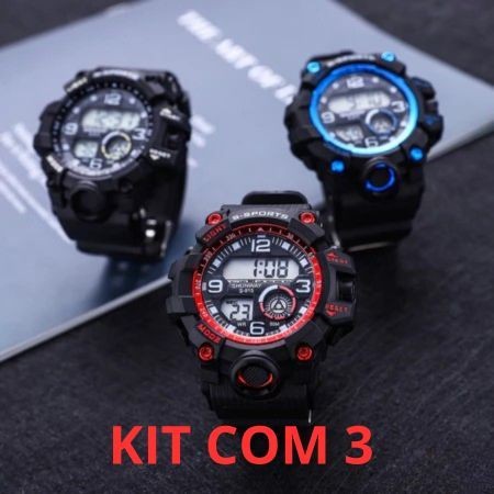 KIT 1, 3, 5 Relogios Masculino Digital SPORT A Prova D Agua De Pulso Esportivo Cronômetro Led Relogio em Oferta na Shopee
