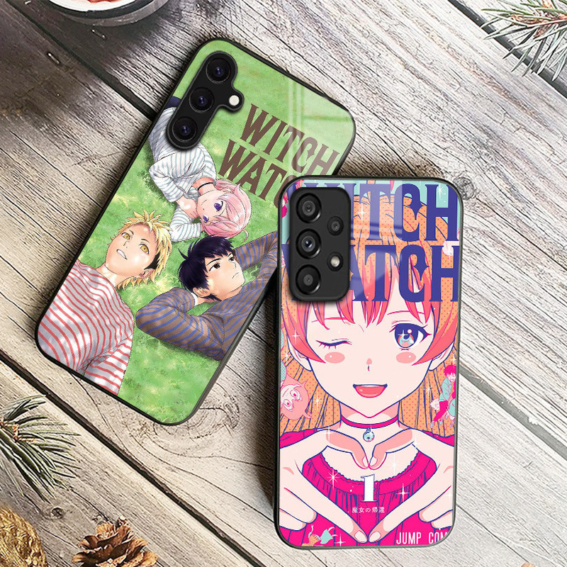 WITCH Relógio De Vidro Caso Telefone Para Samsung Galaxy A14 A16 A30 A22 A32 A33 A34 A40 A42 A55 4G A52 A53 A54 A70 A71 