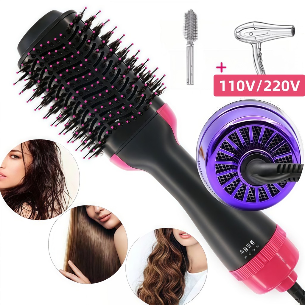 110V/220V Escova Secadora Alisador Elétrica Quente Cabelo,Com 3 Em1 Hair Styler em Oferta na Shopee