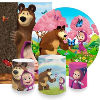 Kit Capa Painel Redondo + Cilindros Retangular Masha e o Urso em Oferta na Shopee
