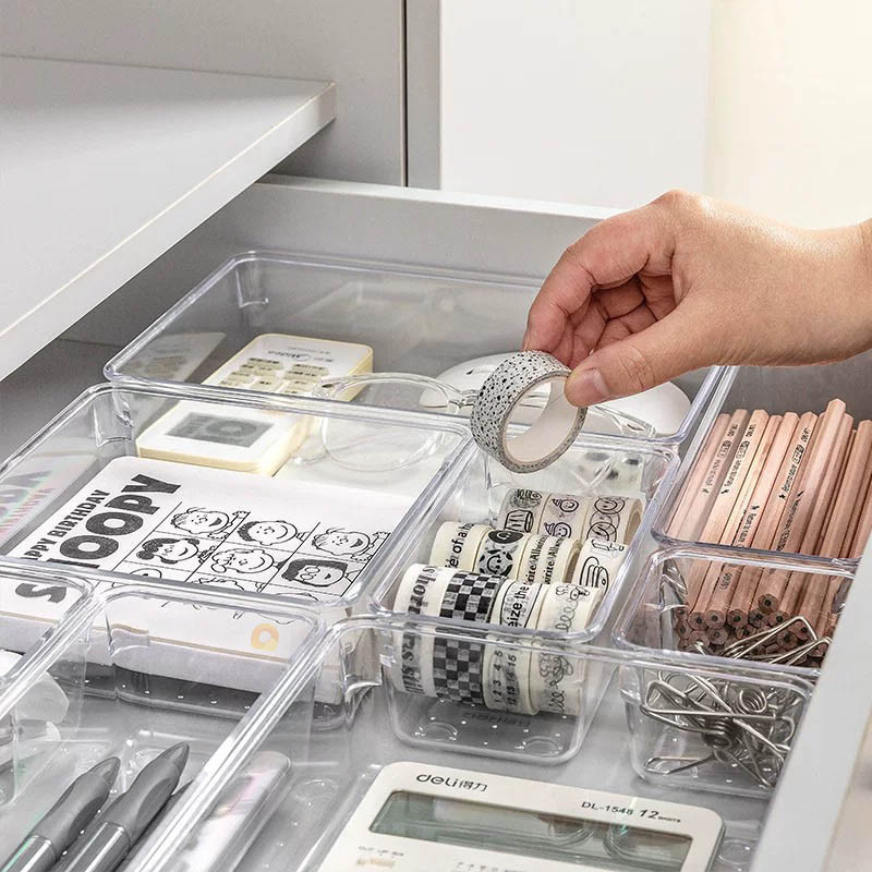 Kit com 14 Organizadores Multiuso para Gavetas, Armários, Geladeiras Potes em Acrílico