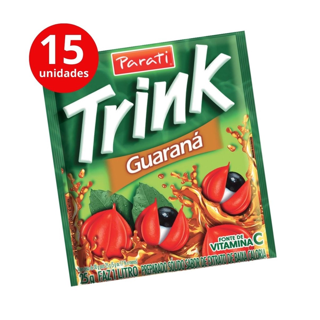 Pack 15un Refresco em Pó Suco Trink Guaraná 15x15g em Oferta na Shopee