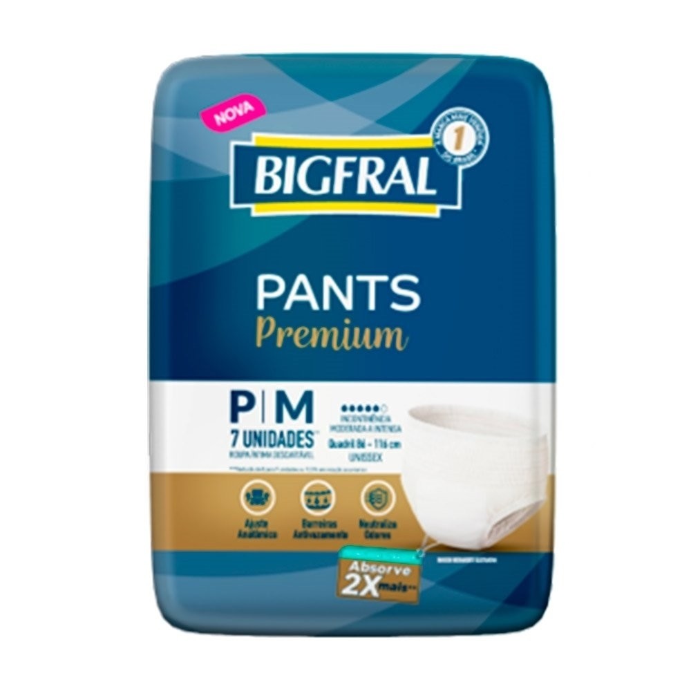 Roupa Íntima Bigfral Pants Premium Tamanho P/M - 8 Pacotes com 7 Fraldas - Total 56 Tiras em Oferta na Shopee